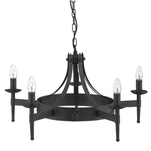Searchlight 2425-5BK - Żyrandol na łańcuchu CATWHEEL 4xE14/40W/230V