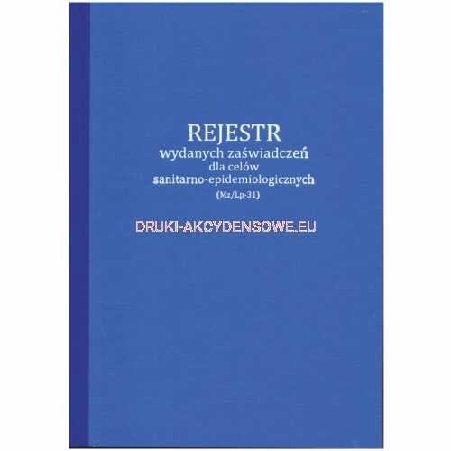 Rejestr wydanych zaświadczeń dla celów sanitarno-epidemiologicznych [Mz/Lp-31]