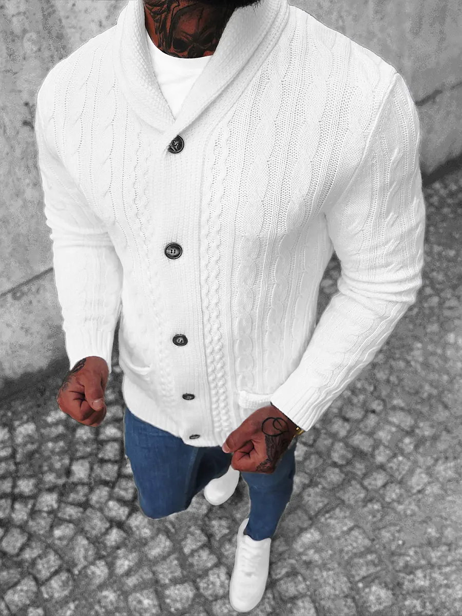 Sweter męski kardigan biały OZONEE NB/MM6017/1 - Ozonee