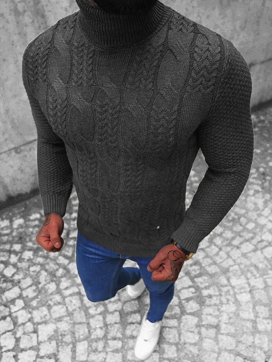 Sweter męski golf grafitowy OZONEE NB/MM6012/3 - Ozonee