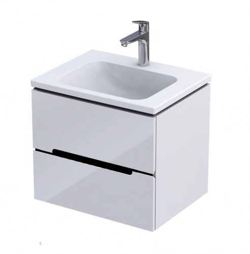 Oristo Szafka wisząca podumywalkowa SILVER UNI 60 cm, BIAŁY POŁYSK, LISTWA CZARNY OR33-SD2S-60-1-V6