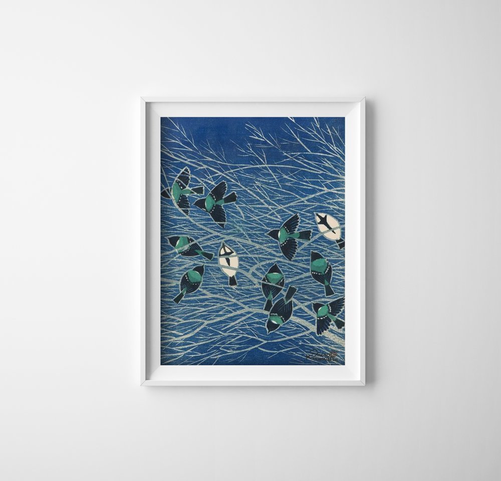 Retro plakat Zimowe niebo autorstwa Kasamatsu Shiro