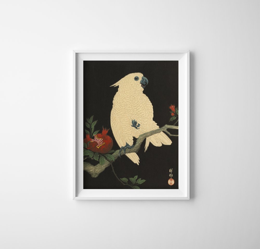 Plakat w stylu retro Papuga autorstwa Ohary Koson