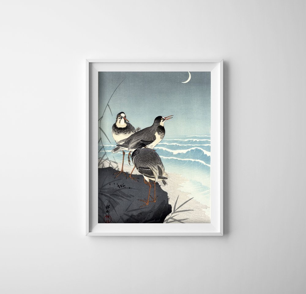 Plakat do pokoju Fale i półksiężyc Ohara Koson Ukiyo