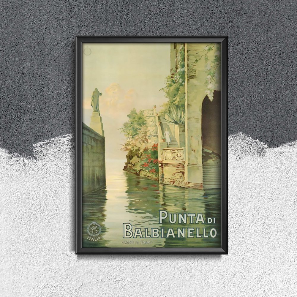 Plakat retro do salonu Włochy Punta di Balbianello