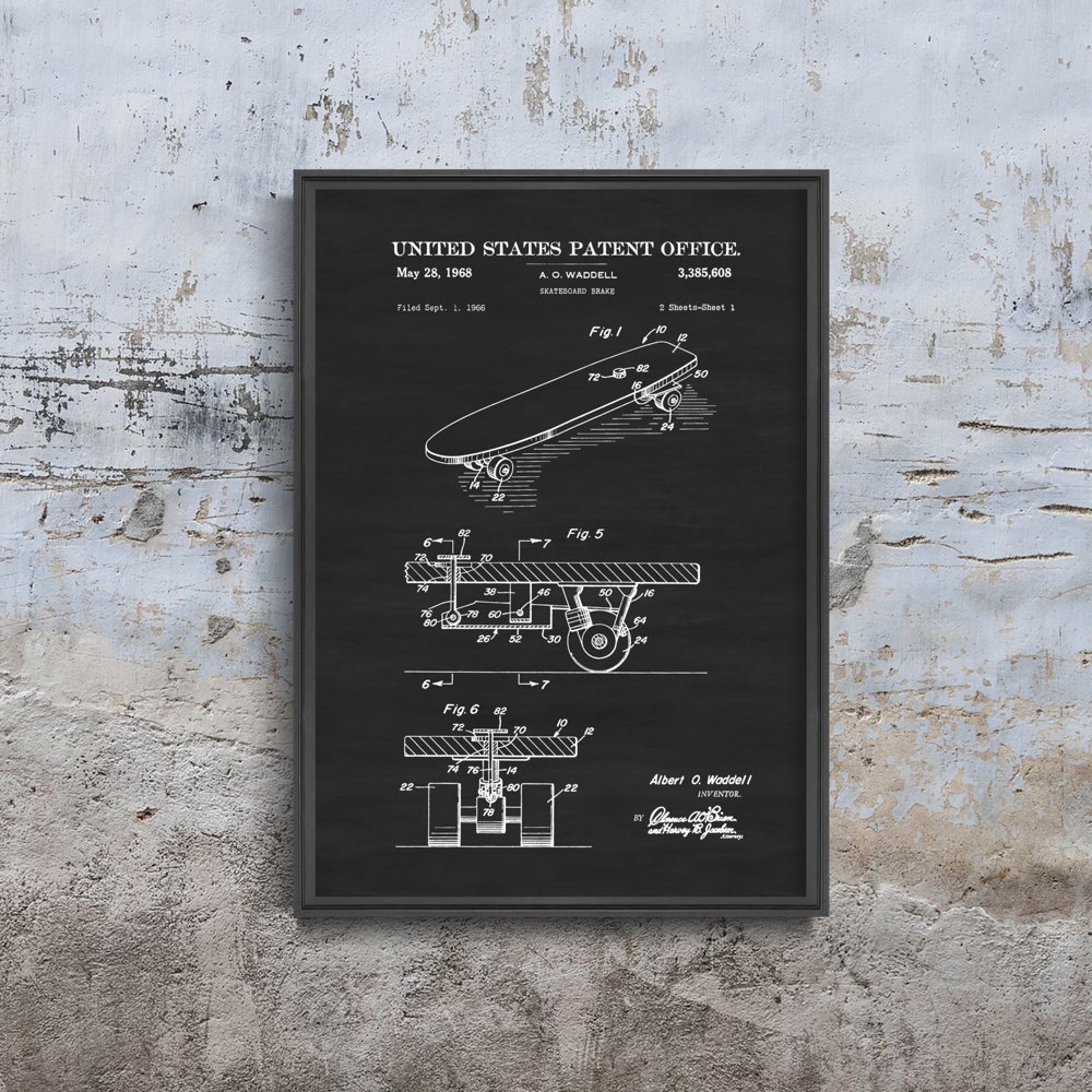 Plakat w stylu retro Deskorolka Break Waddell Patent USA