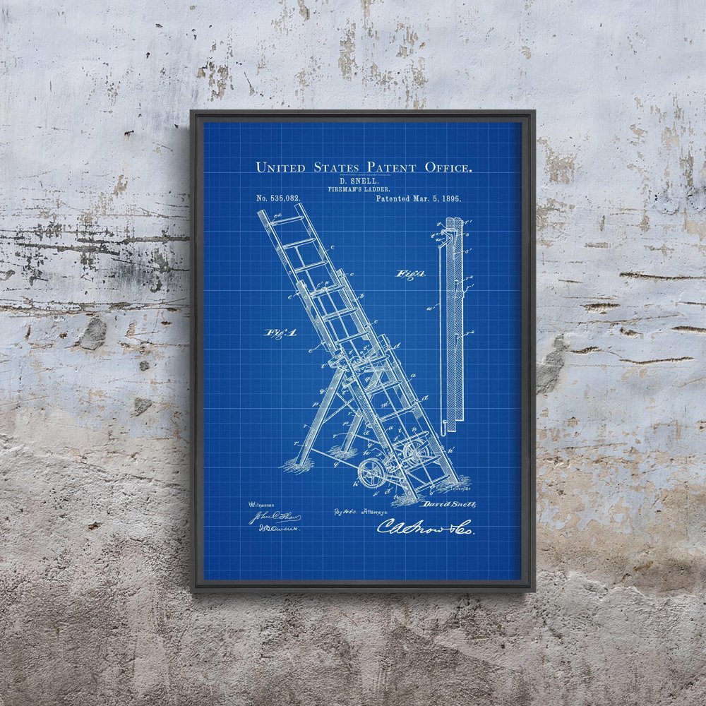 Plakat na ścianę Firemans Snell Ladder Patent USA