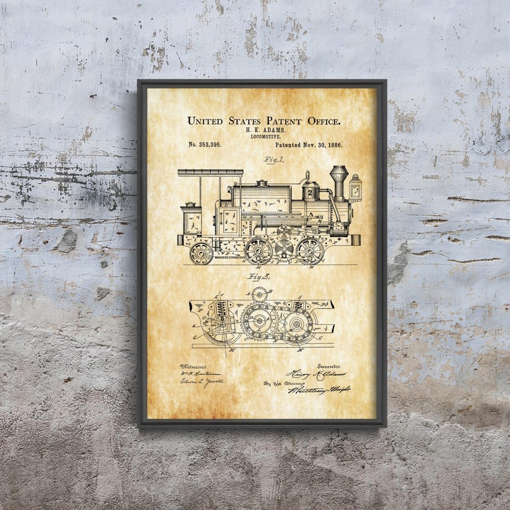 Plakat do pokoju Lokomotywa Adams Patent USA