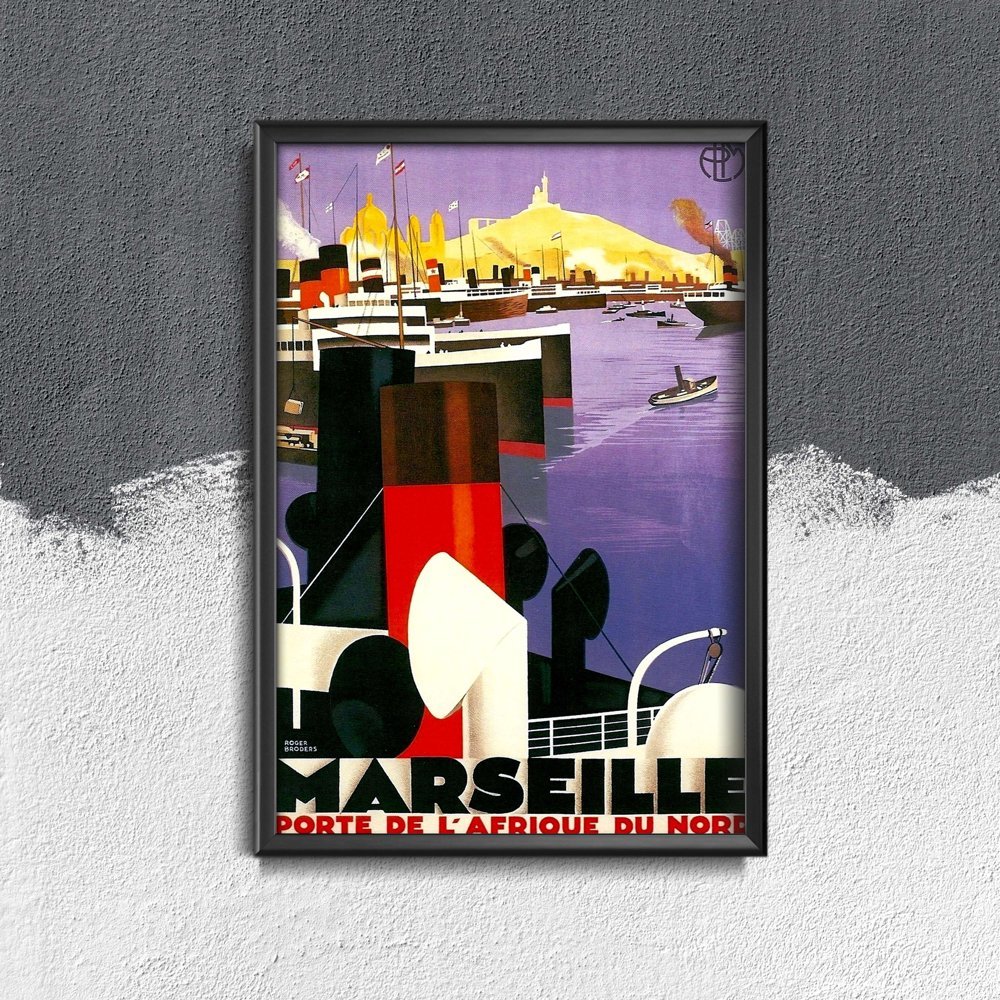 Plakat retro do salonu Marsylia - Drzwi Afryki Północnej