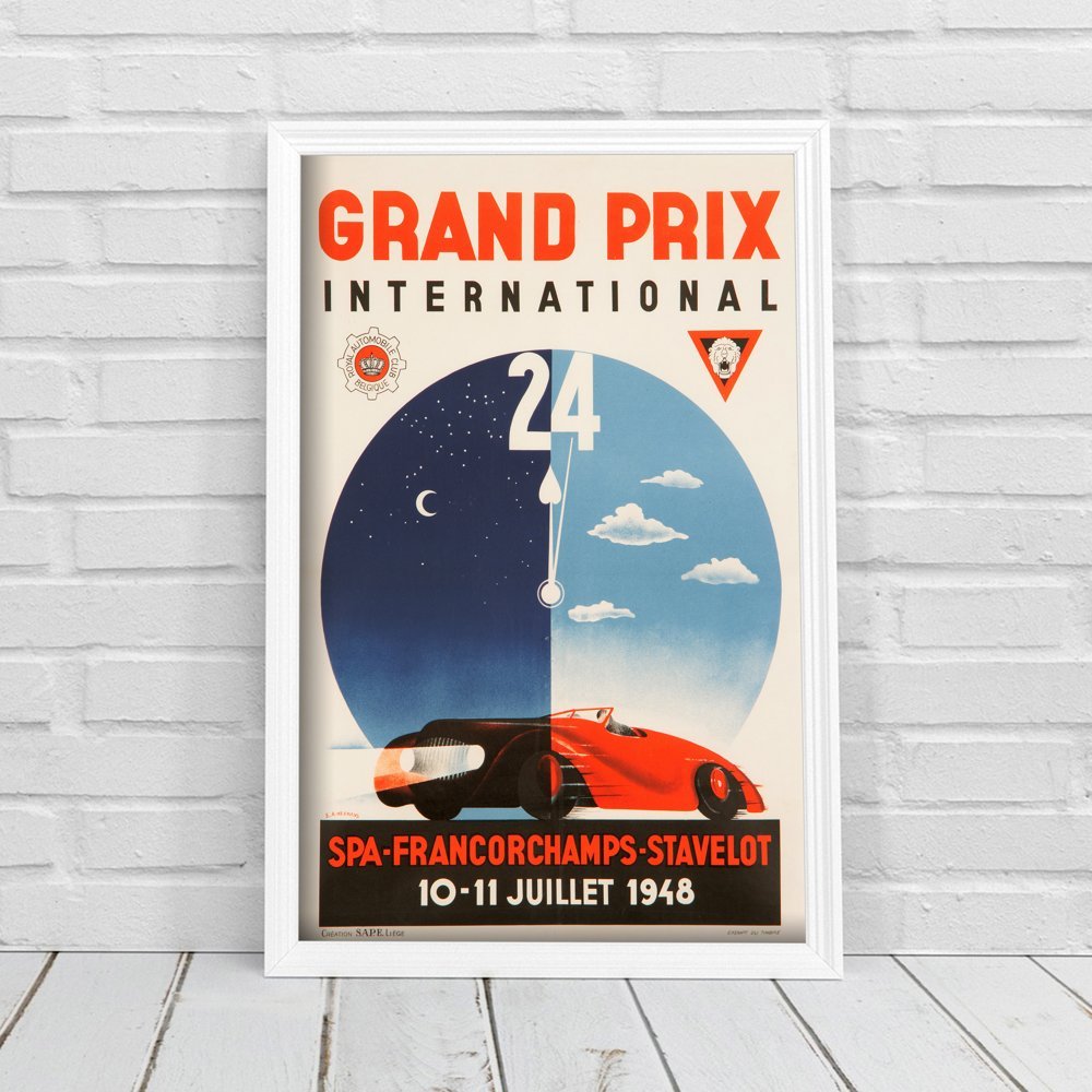Plakat vintage Grand Prix International SPA Francorchamps Stavelot