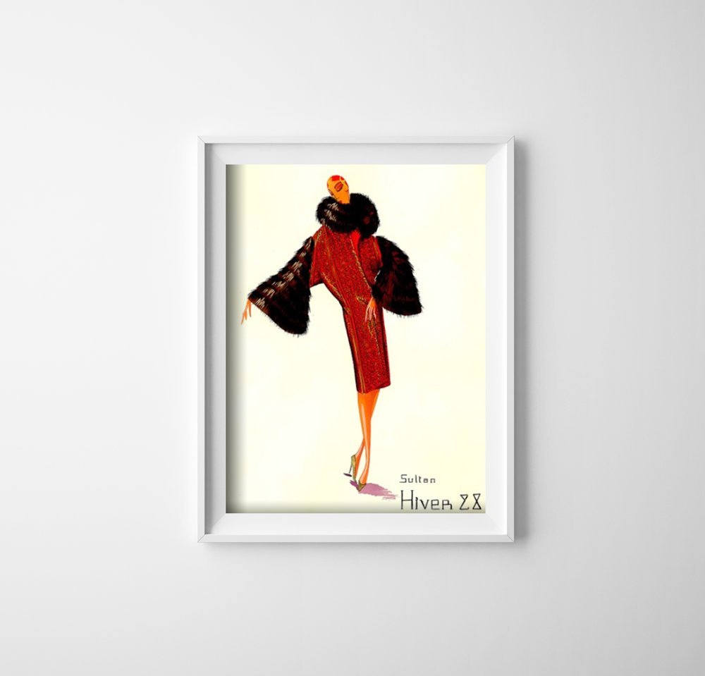 Plakat retro do salonu Fashion Winter Sultan