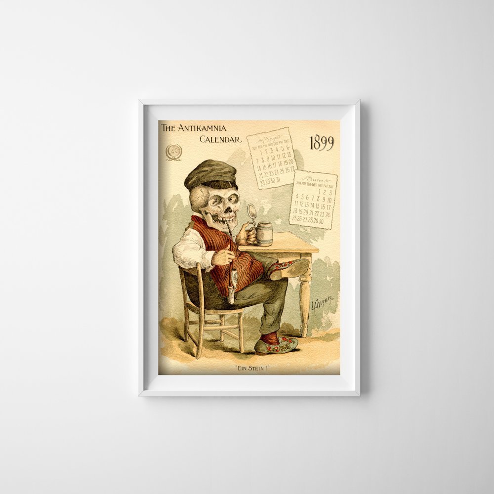 Plakatyw  stylu retro Kalendarz Antikamnia
