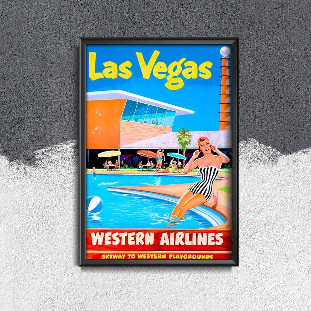 Plakat retro do salonu Las Vegas Western Airlines
