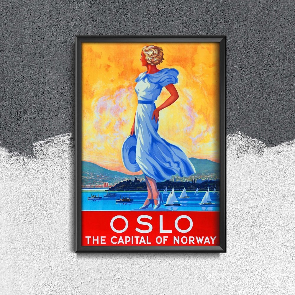 Plakat retro Oslo, Norwegia