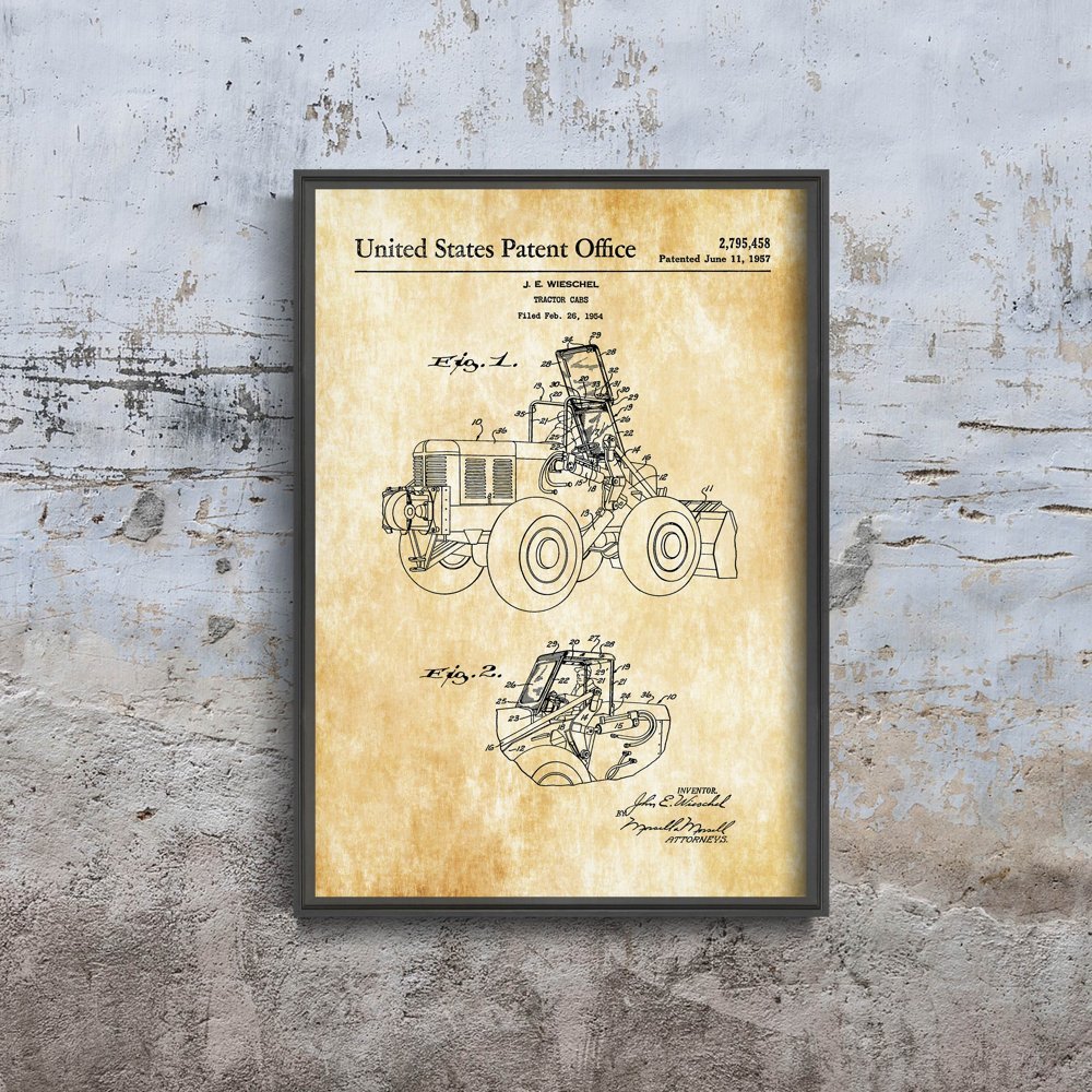Plakatyw  stylu retro Ciągnik Patent Wieschel