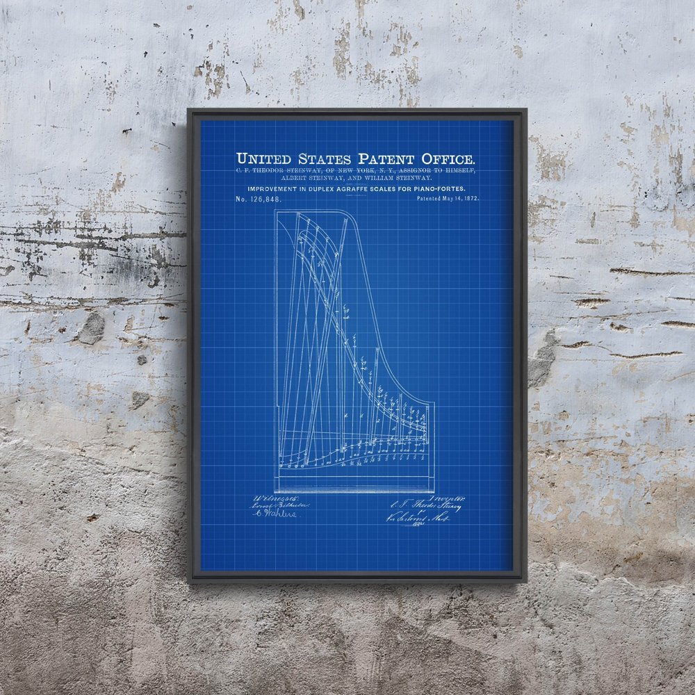 Plakat na ścianę Patent fortepianowy Steinway