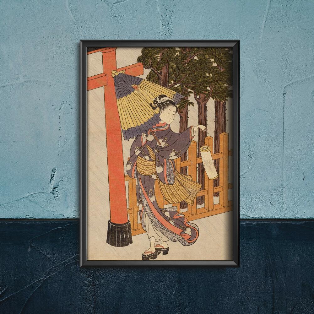 Plakat vintage Kobieta w czarnym kimono