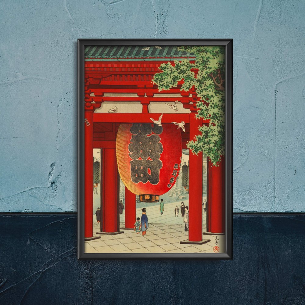 Plakat retro do salonu Nio Gate At Asakusa Kannon Tsuchiya
