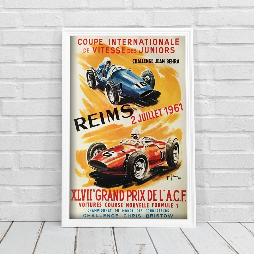 Plakatyw  stylu retro Grand Prix Reims XLVIIe de L’ACF