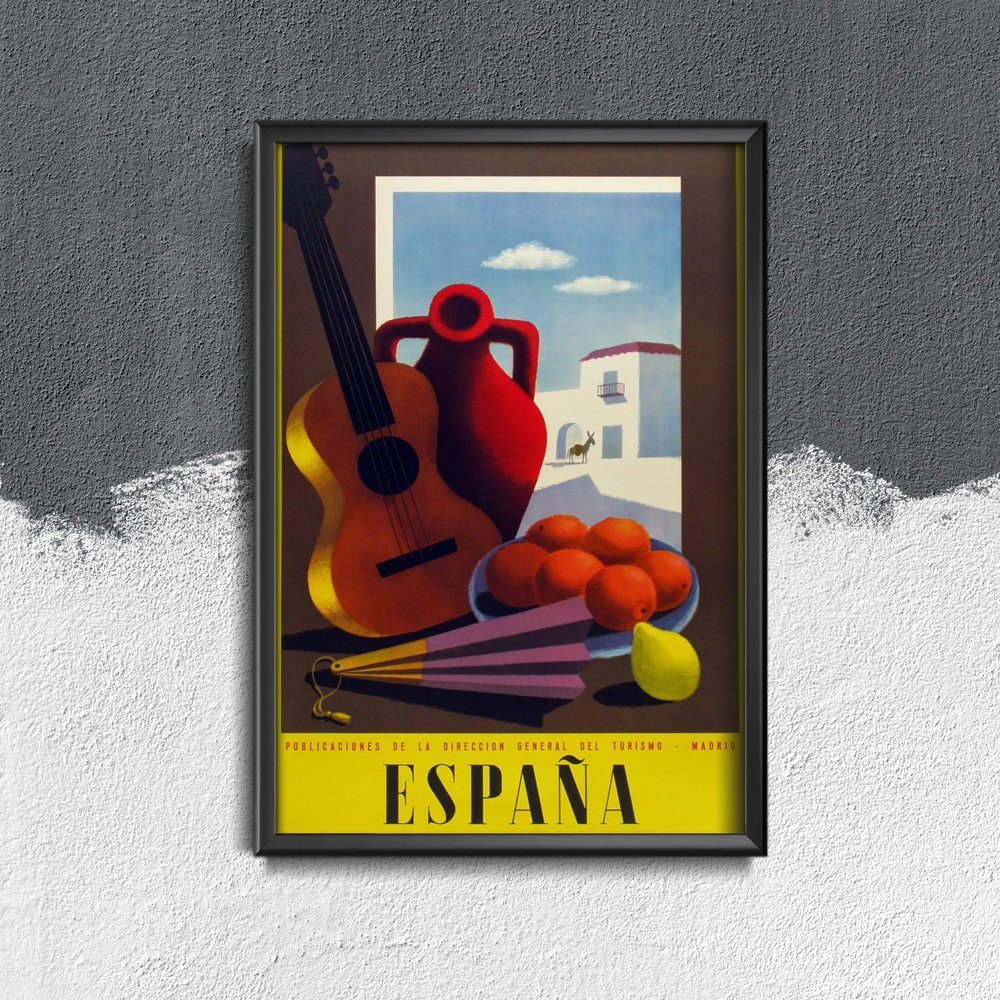 Plakat w stylu retro Vintage Hiszpania Madryt