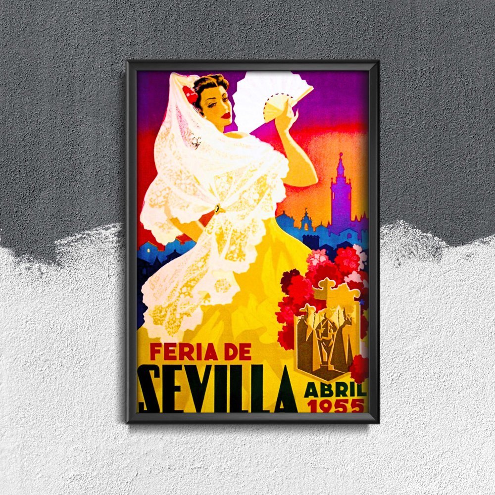 Plakat retro Feria de Sevilla Hiszpania