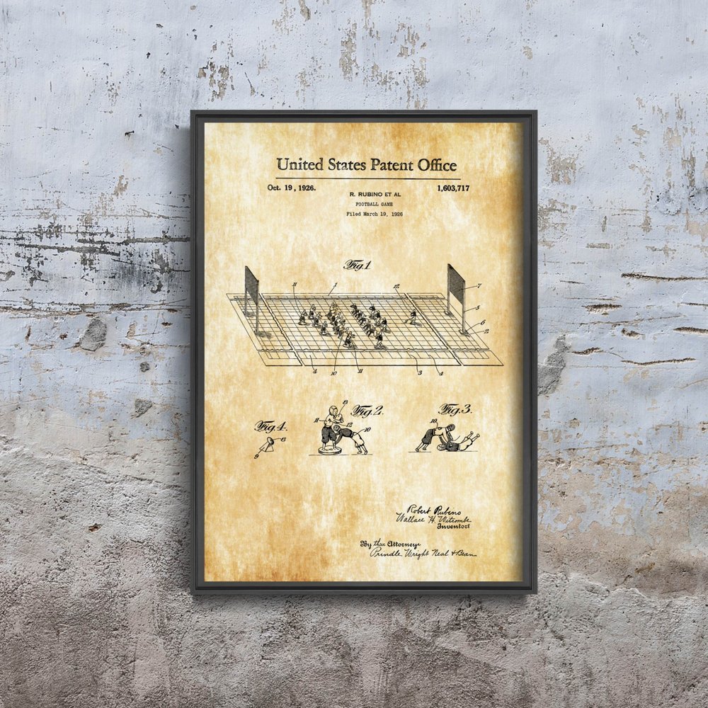 Plakat w stylu retro Piłka nożna Rubino Patent USA