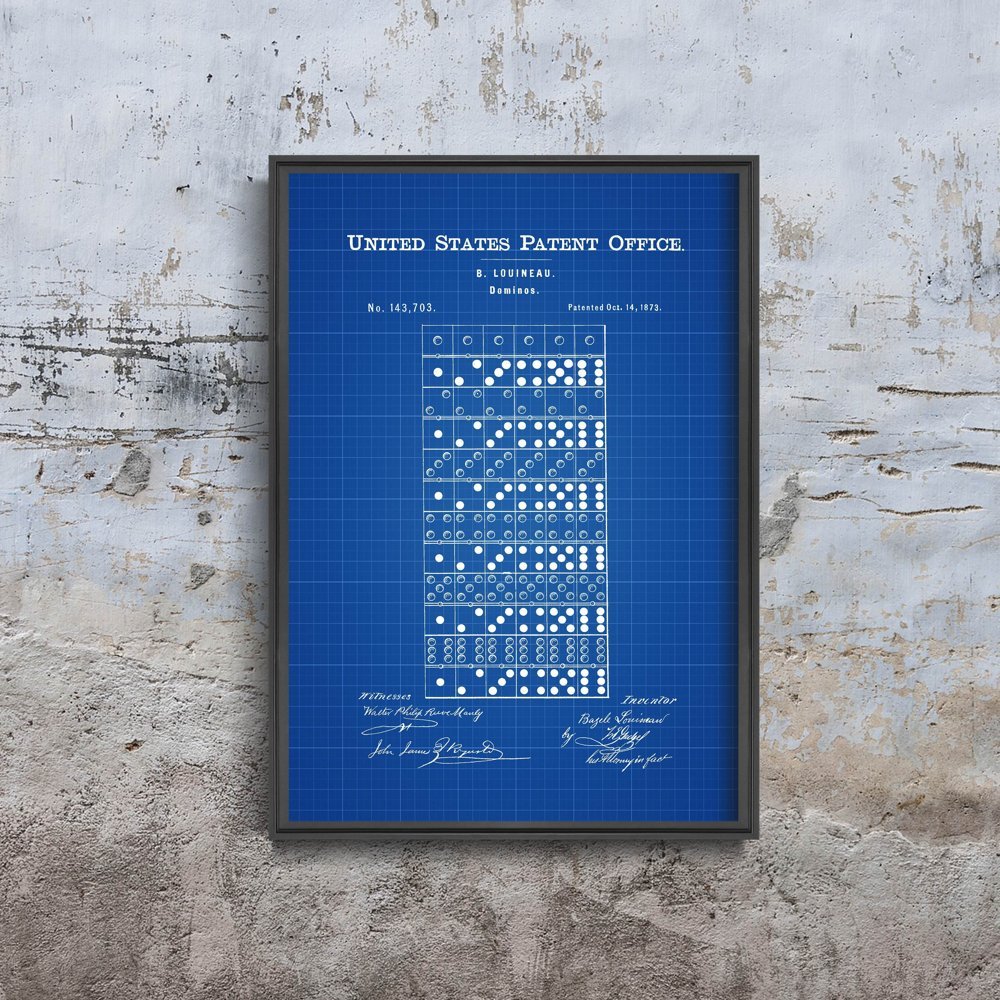 Plakat vintage do salonu Domino Louineau Gra Patent USA