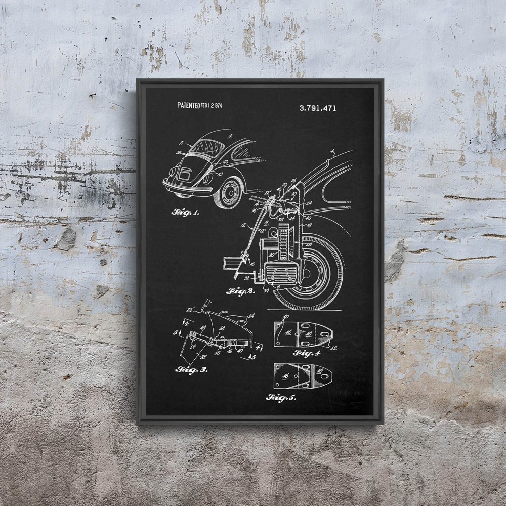 Plakat retro Patent VW Beetle