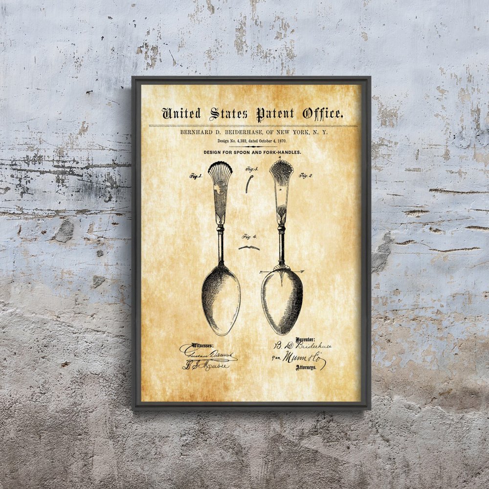 Plakat w stylu vintage Osiris Flatware Spoon Patent USA