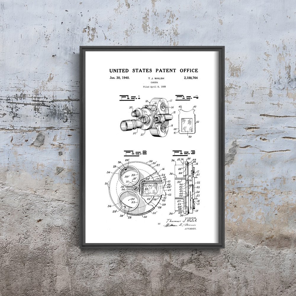 Plakat na ścianę Patent na filtr aparatu Bell & Howell