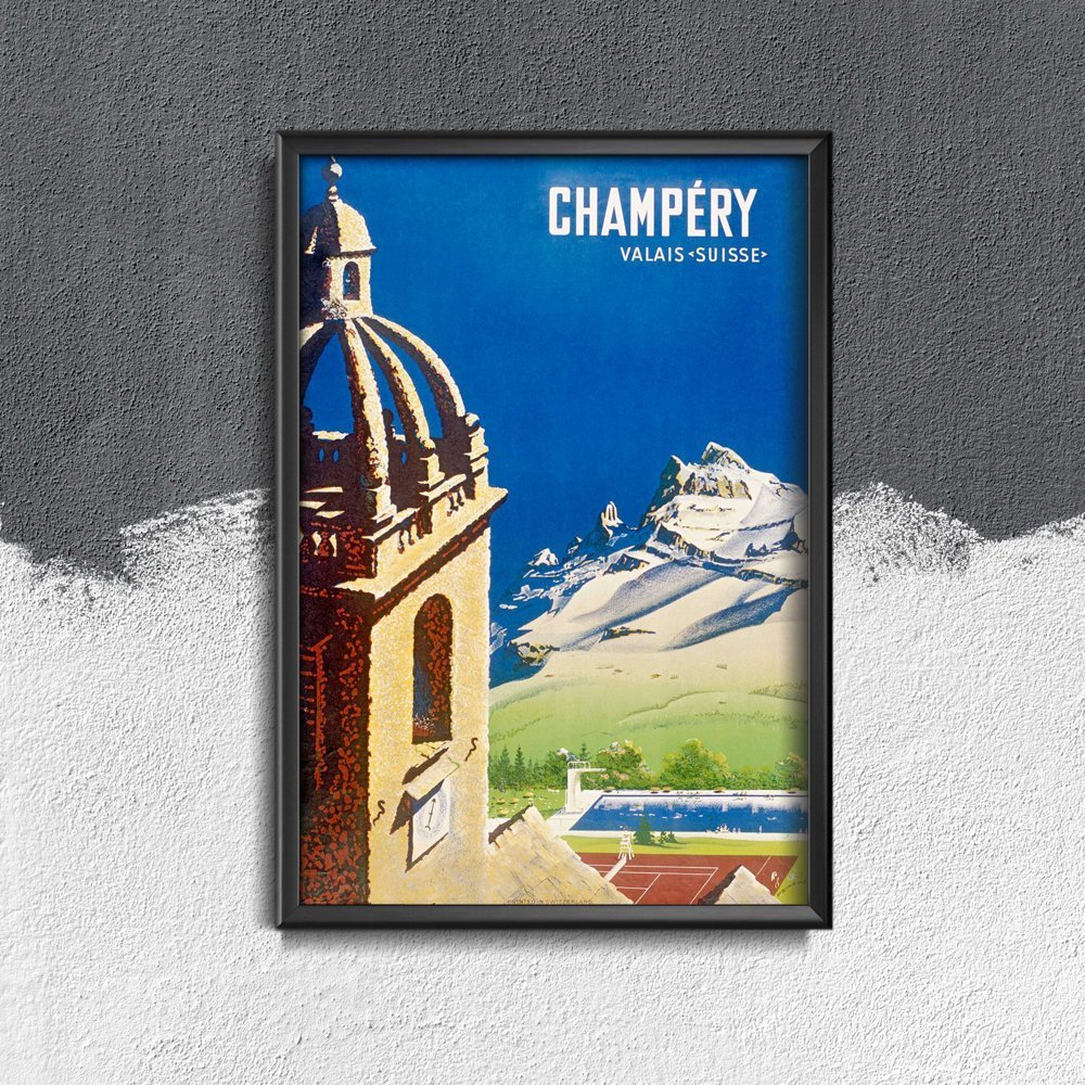 Plakat retro do salonu Szwajcaria Champery