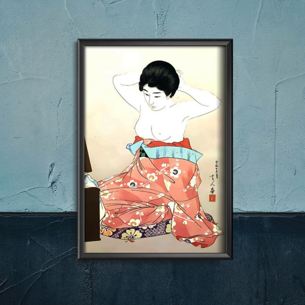 Plakat vintage do salonu Kobieta przed lustrem