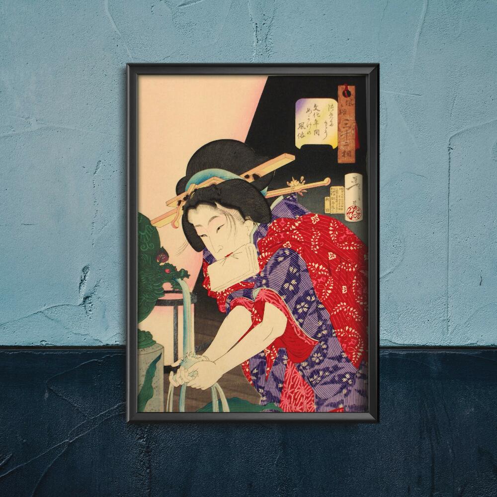 Plakat do pokoju Kobieta myjąca ręce Tsukioka Yoshitoshi Ukiyo-e