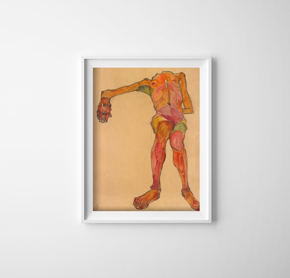 Plakat vintage Egon Schiele Nagi autoportret