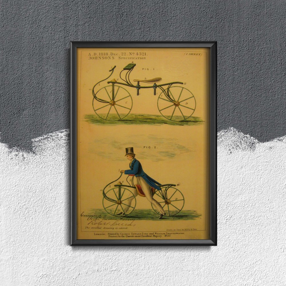 Plakat retro do salonu Retro rowerowy nadruk Velocipede Johnson