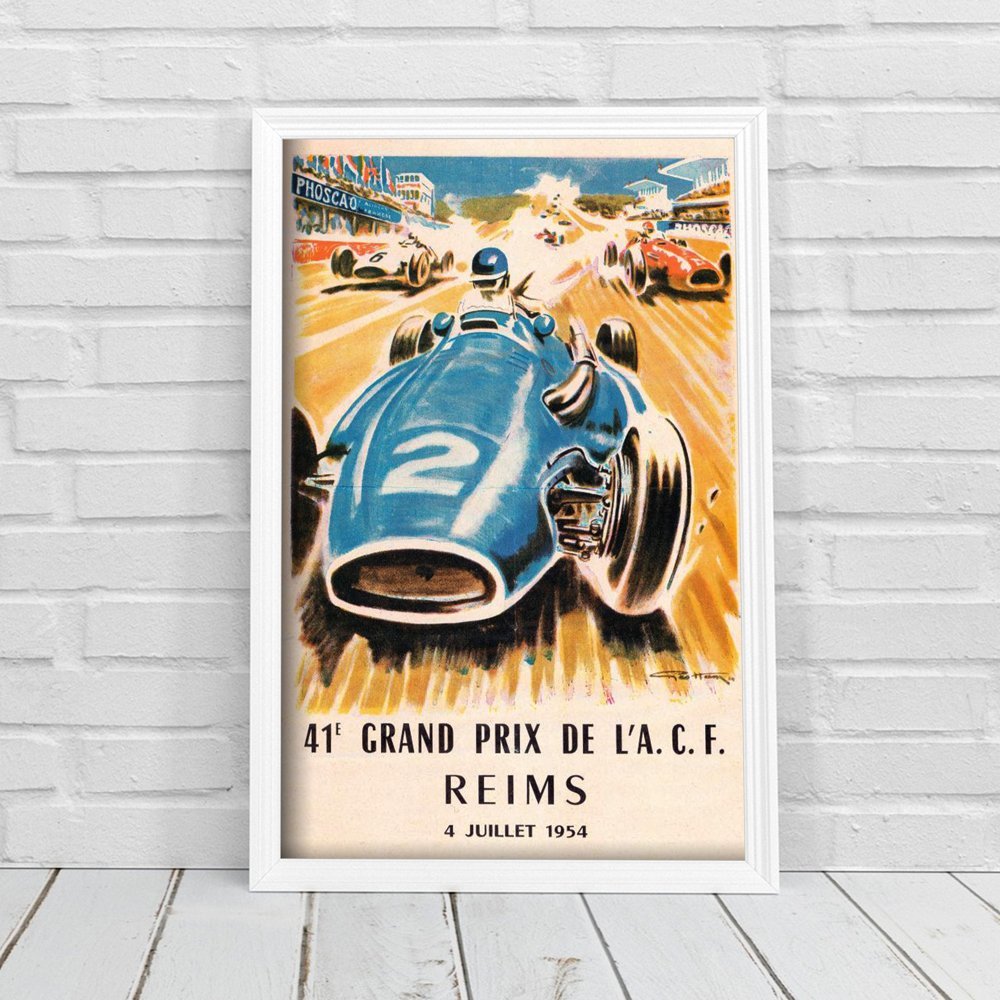 Plakat retro Automobile Grand Prix Reims
