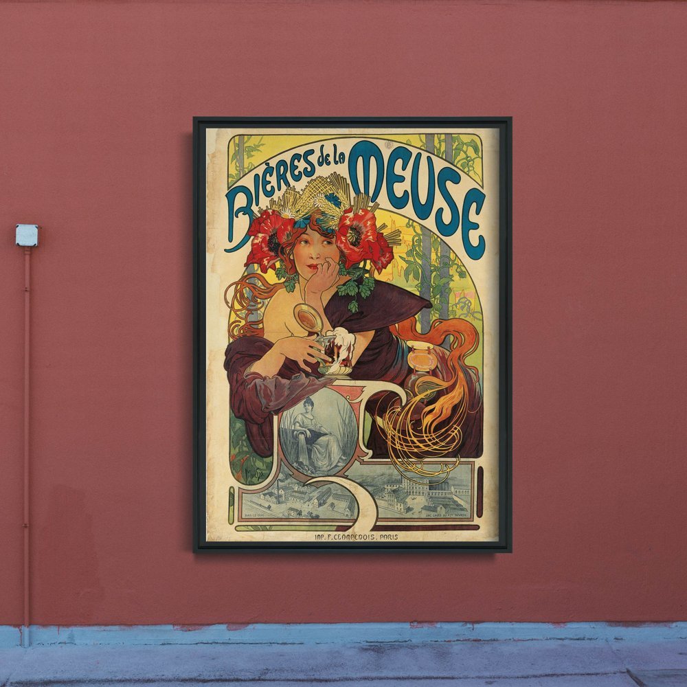 Plakat retro Art Nouveau Advertising-Biéres de la Meuse