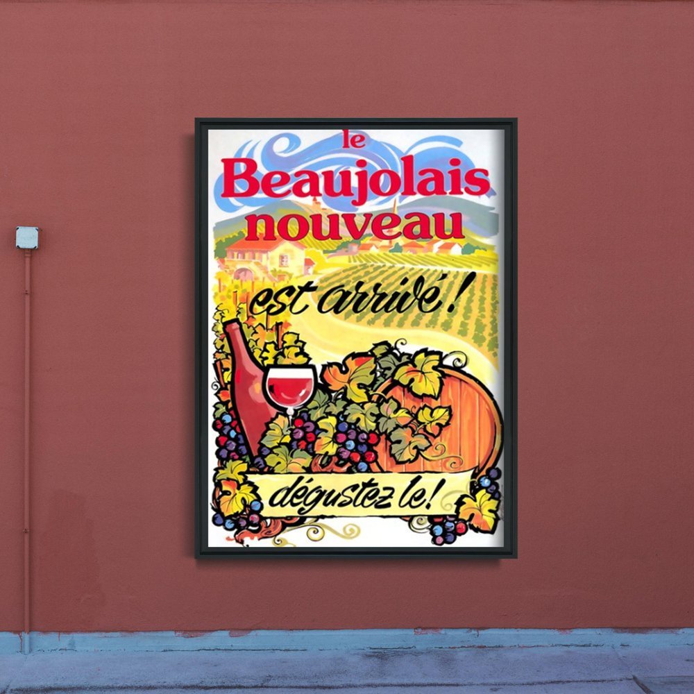 Plakat w stylu retro Plakat z winem Nowy Beaujolais Nouveau