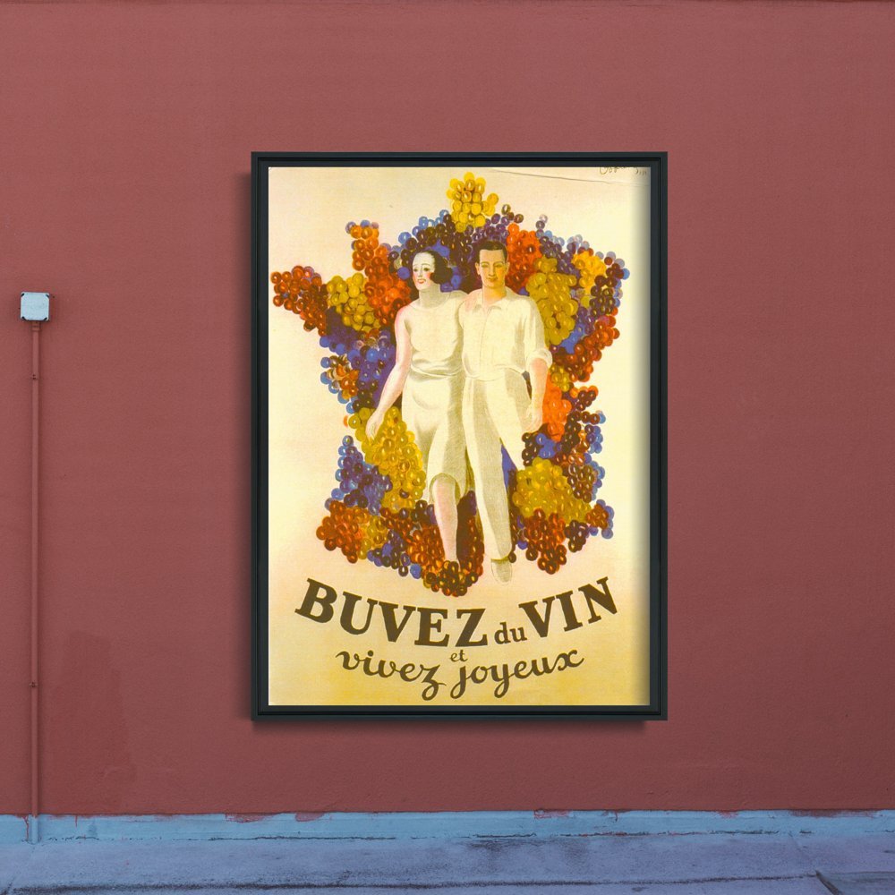 Plakat retro do salonu Francuskie wino plakat wina Decor