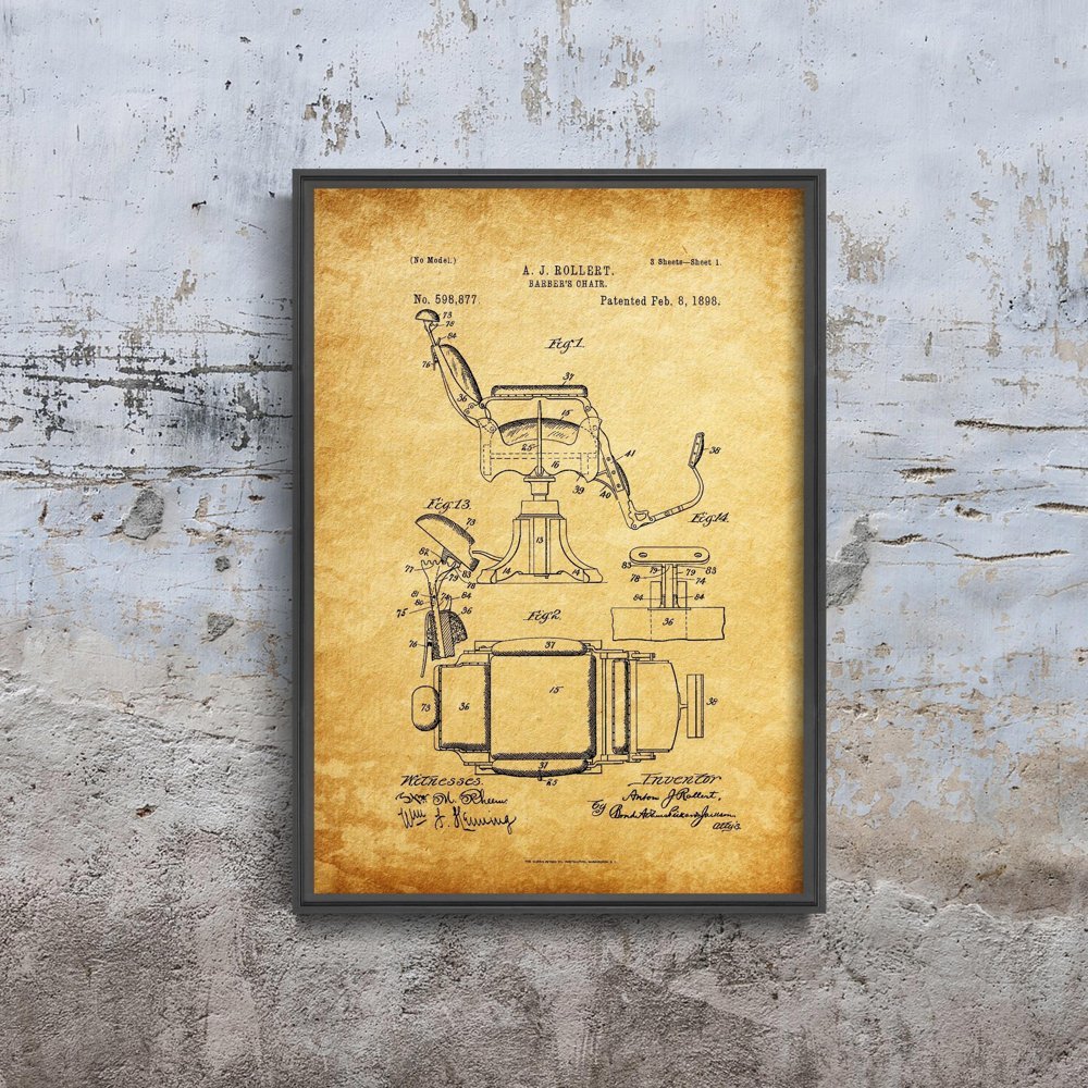 Plakat w stylu vintage Krzesło fryzjerskie Rollert