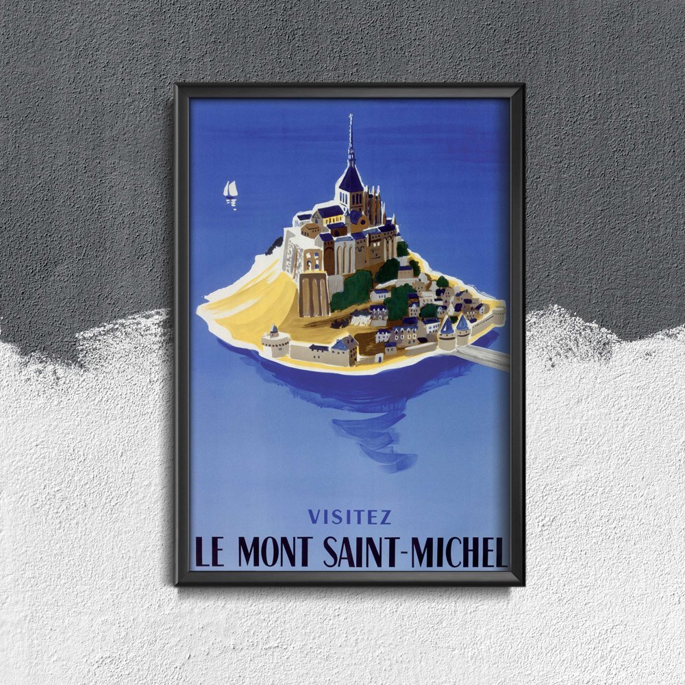 Plakat vintage do salonu Mont Saint Michel French