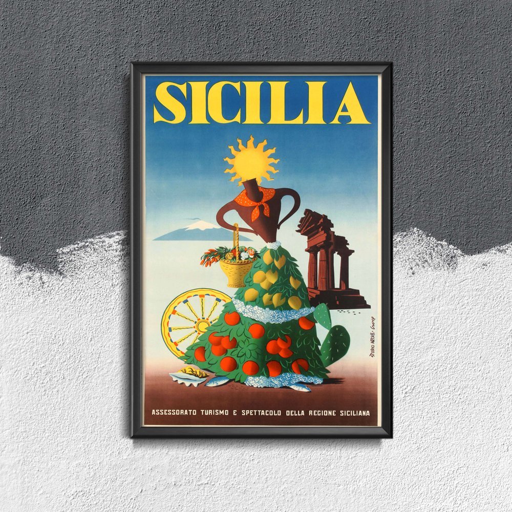 Retro plakat Sycylia Włochy