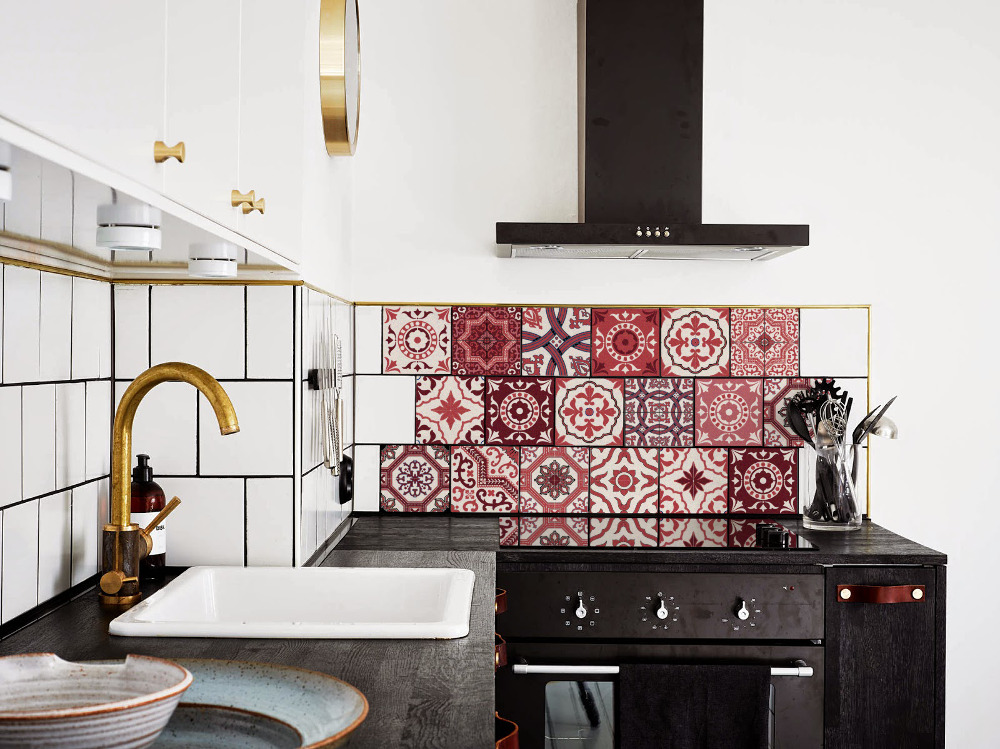 Naklejki na kafelki Różowa Talavera