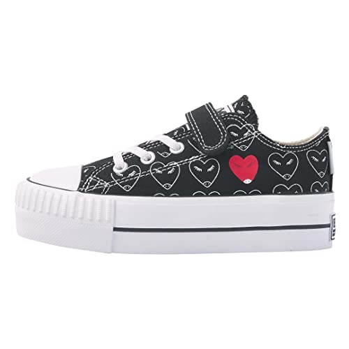 British Knights Kaya Low dziewczęce sneakersy z niskim stanem, chwarz weisses herz herz, 33 EU