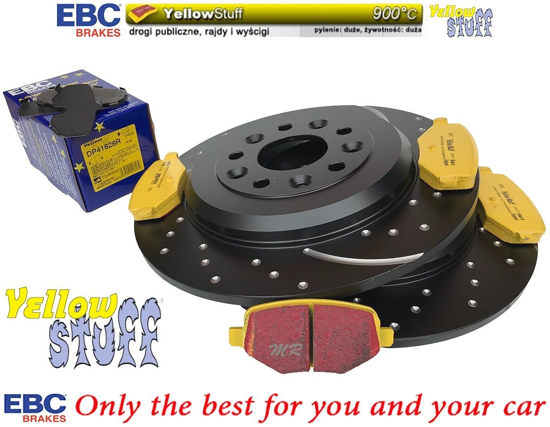 Tylne klocki YellowStuff + NAWIERCANE NACINANE tarcze hamulcowe 330mm EBC seria GD Ford Explorer 2011-2019