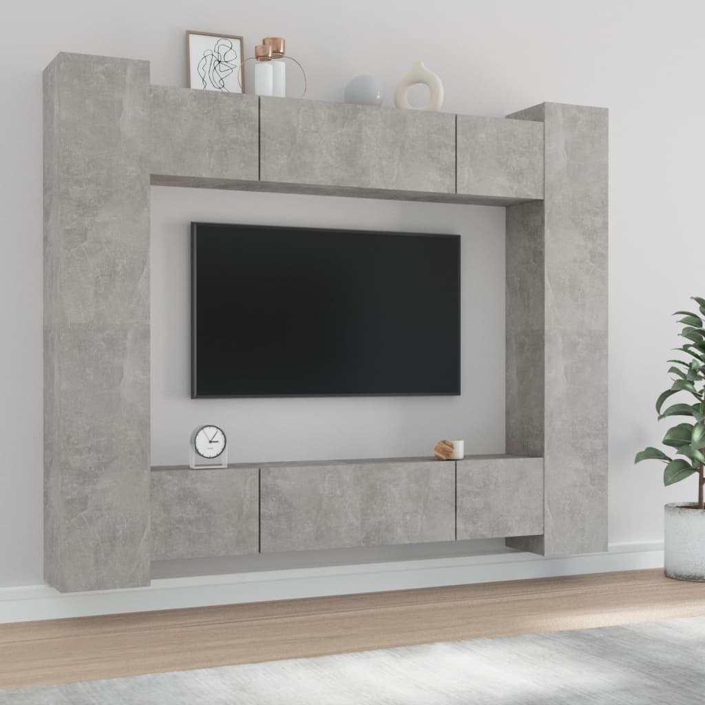 Lumarko 8-częściowy zestaw szafek telewizyjnych, szarość betonu