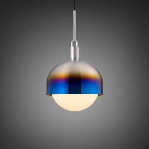 Lampa wisząca Forked Pendant Shade Globe Large Opal Palona Stal