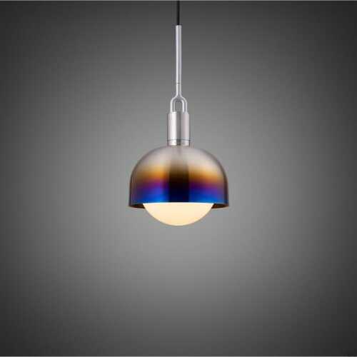 Lampa wisząca Forked Pendant Shade Globe Medium Opal Palona Stal