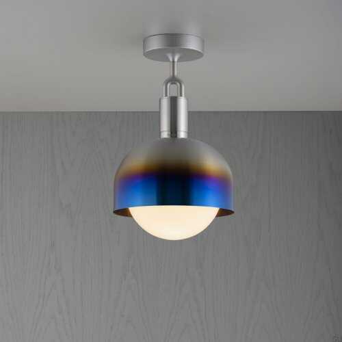 Lampa sufitowa Forked Ceiling Shade Globe Medium Opal Palona Stal