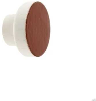 Gałka meblowa Simple White 40 Drewniana Emaliowana Jasna Brązowa E_28-WH-JB